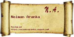 Neiman Aranka névjegykártya